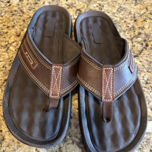 Rider Dark Brown Leather Mens Sandals Flip Flops Thong Size 12 Outdoor Casual